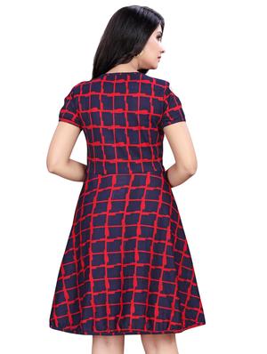cold shoulder checkered a-line dress - 16534895 - Standard Image - 3