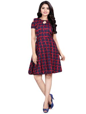 cold shoulder checkered a-line dress - 16534895 - Standard Image - 4