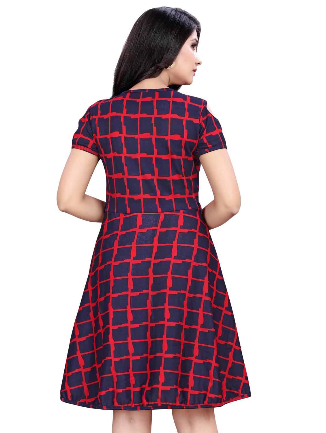 cold shoulder checkered a-line dress - 16534895 - Zoom Image - 3