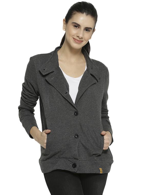 lapel neck button detail windcheater jacket - 16535958 - Zoom Image - 1