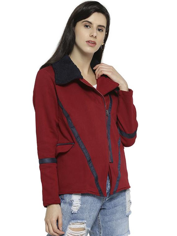 fur detail zipper windcheater jacket - 16535965 - Zoom Image - 1