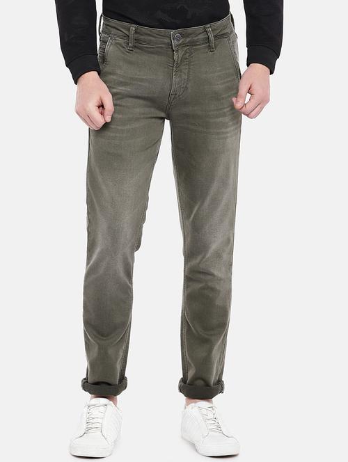 olive green light washed denim jeans - 16536209 - Standard Image - 1
