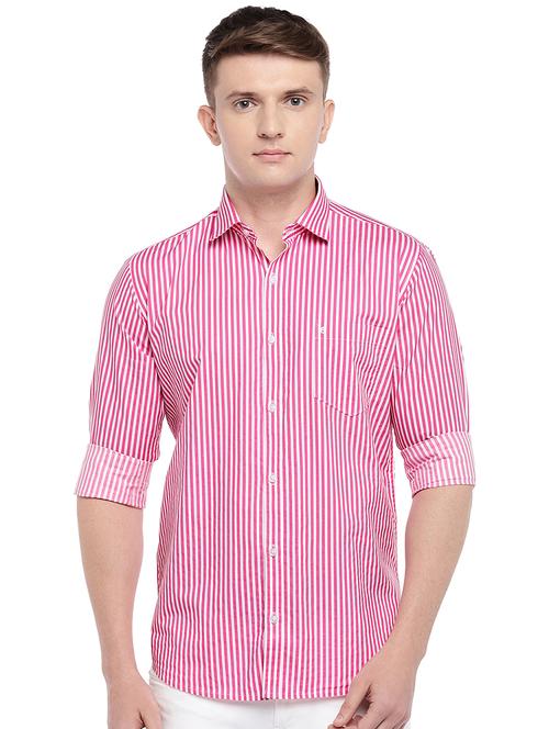 pink striped casual shirt - 16536221 - Standard Image - 1
