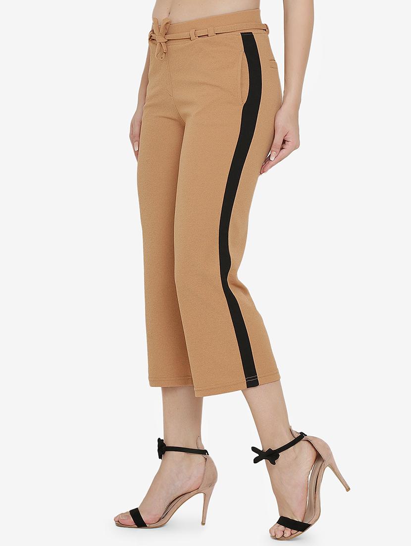 contrast taped tie up waist trouser - 16536400 - Zoom Image - 2
