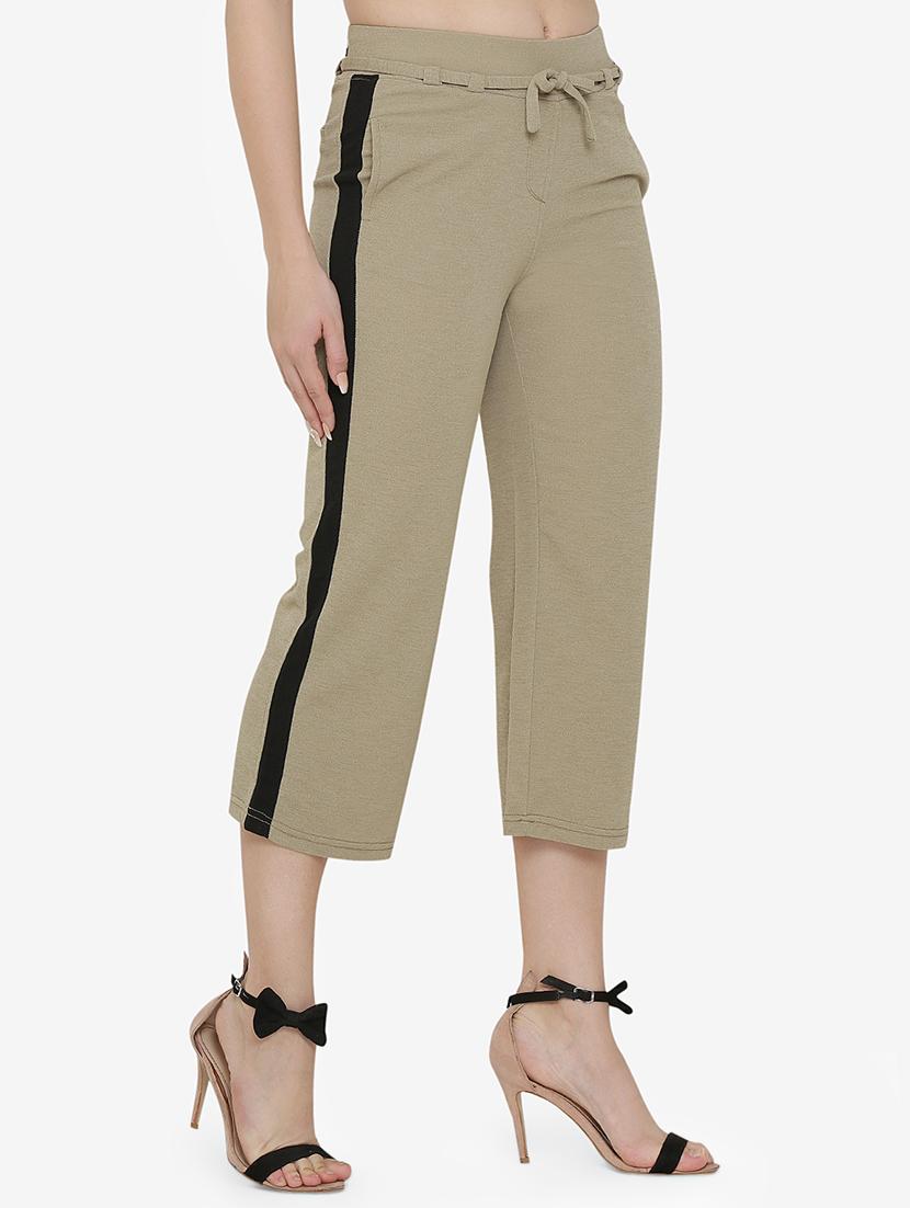 contrast taped tie up waist trouser - 16536401 - Zoom Image - 2