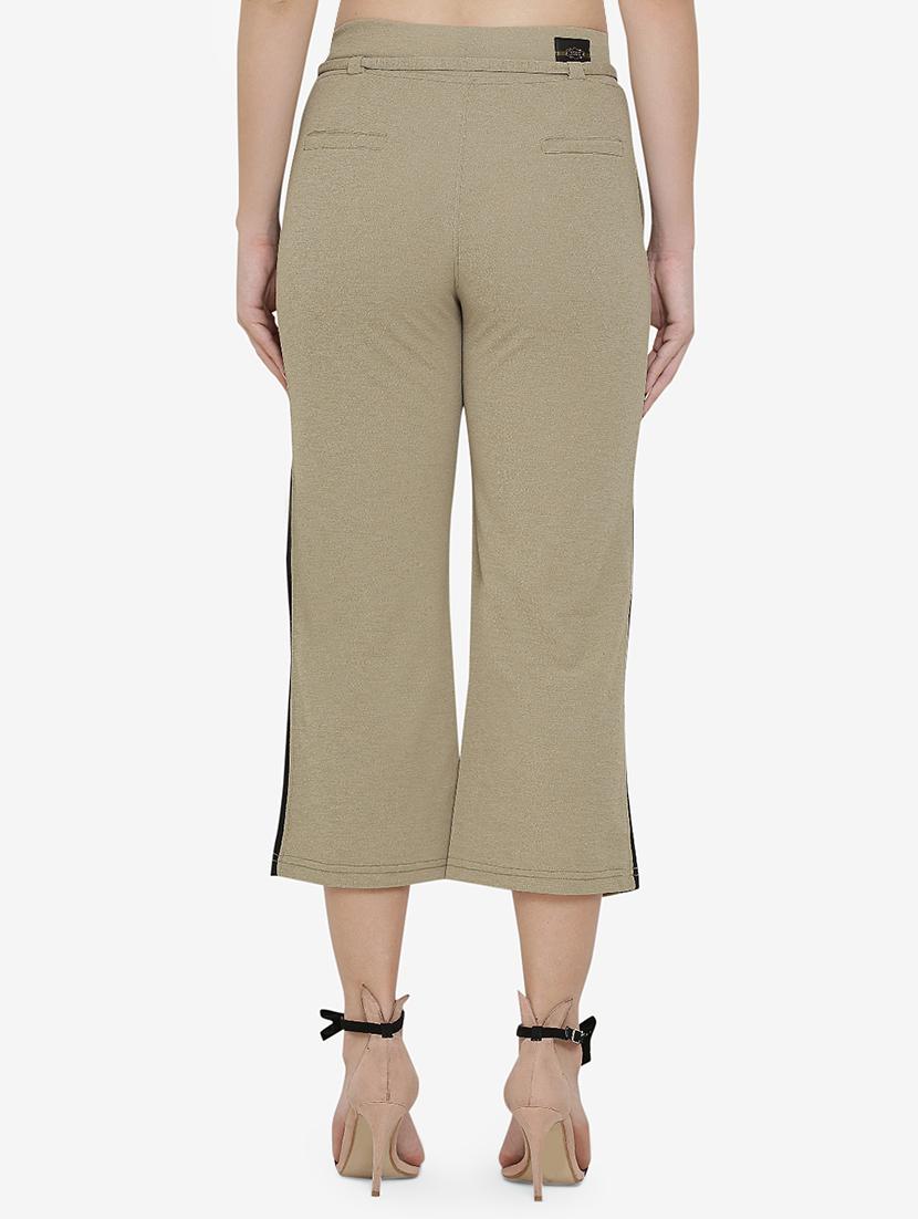 contrast taped tie up waist trouser - 16536401 - Zoom Image - 3