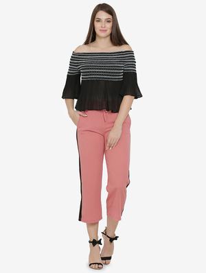 contrast taped tie up waist trouser - 16536402 - Standard Image - 4