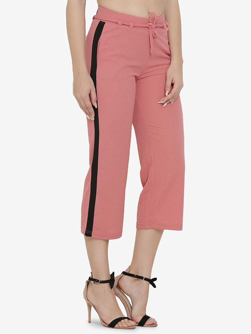 contrast taped tie up waist trouser - 16536402 - Zoom Image - 2