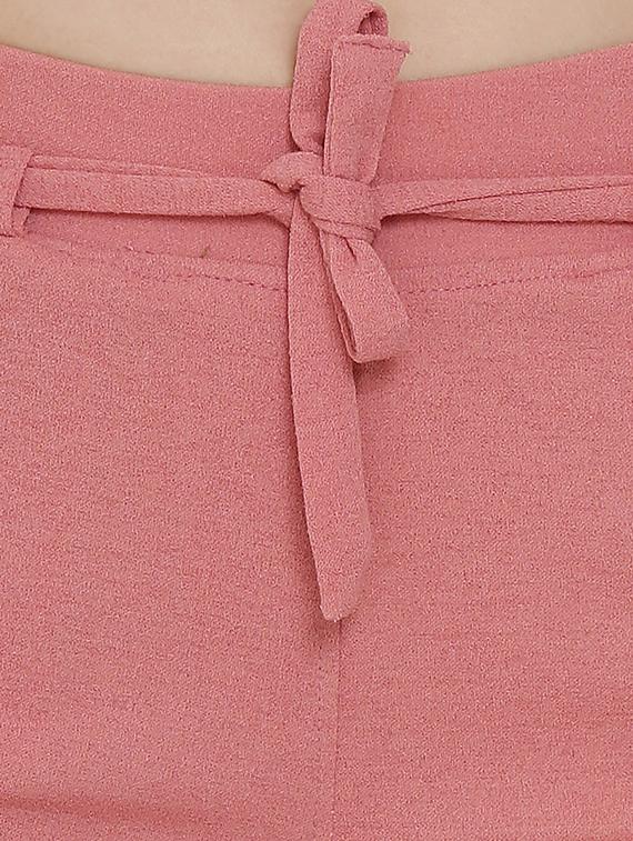 contrast taped tie up waist trouser - 16536402 - Zoom Image - 5