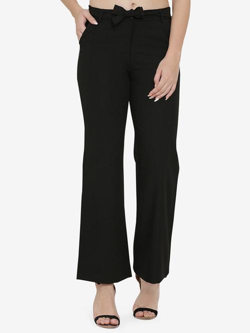 tie up waist solid wide leg trouser - 16536412 - Standard Image - 1