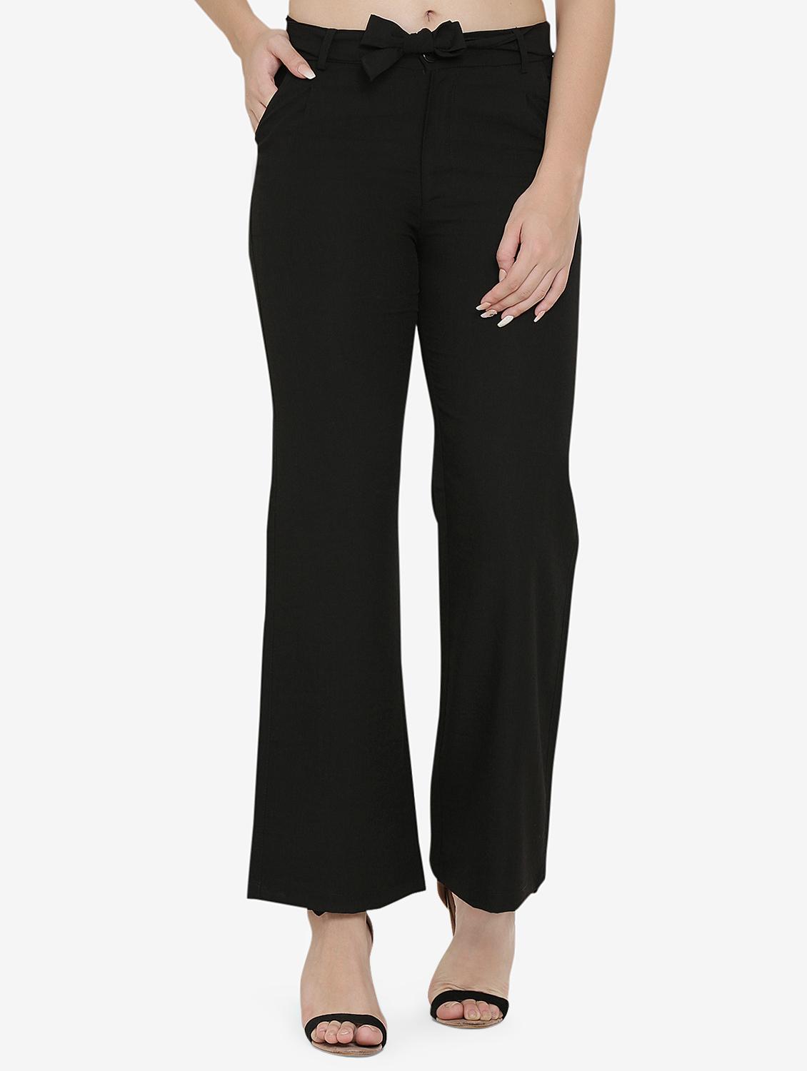 tie up waist solid wide leg trouser - 16536412 - Zoom Image - 1