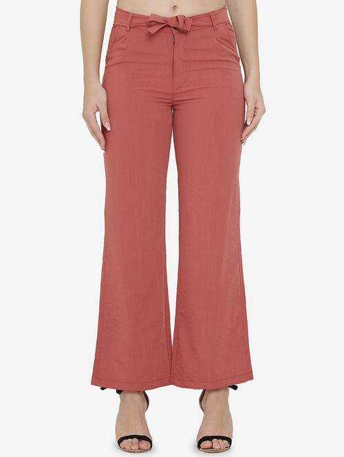 tie up waist solid wide leg trouser - 16536413 - Standard Image - 1
