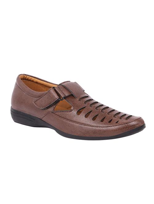 biggie brown leatherette back strap sandals - 16537323 - Standard Image - 1