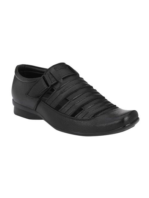 biggie black leatherette back strap sandals - 16537347 - Standard Image - 1