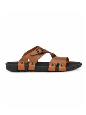 biggie tan leatherette slip on slippers - 16537356 - Standard Image - 2