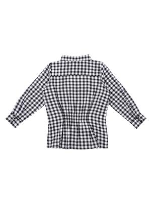 pleat detail checkered top - 16537595 - Standard Image - 3
