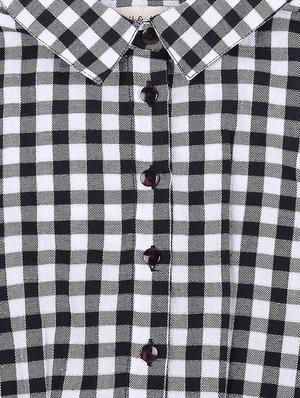 pleat detail checkered top - 16537595 - Standard Image - 4