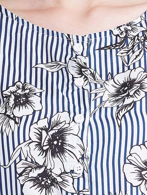 round neck striped a-line dress - 16538104 - Standard Image - 5