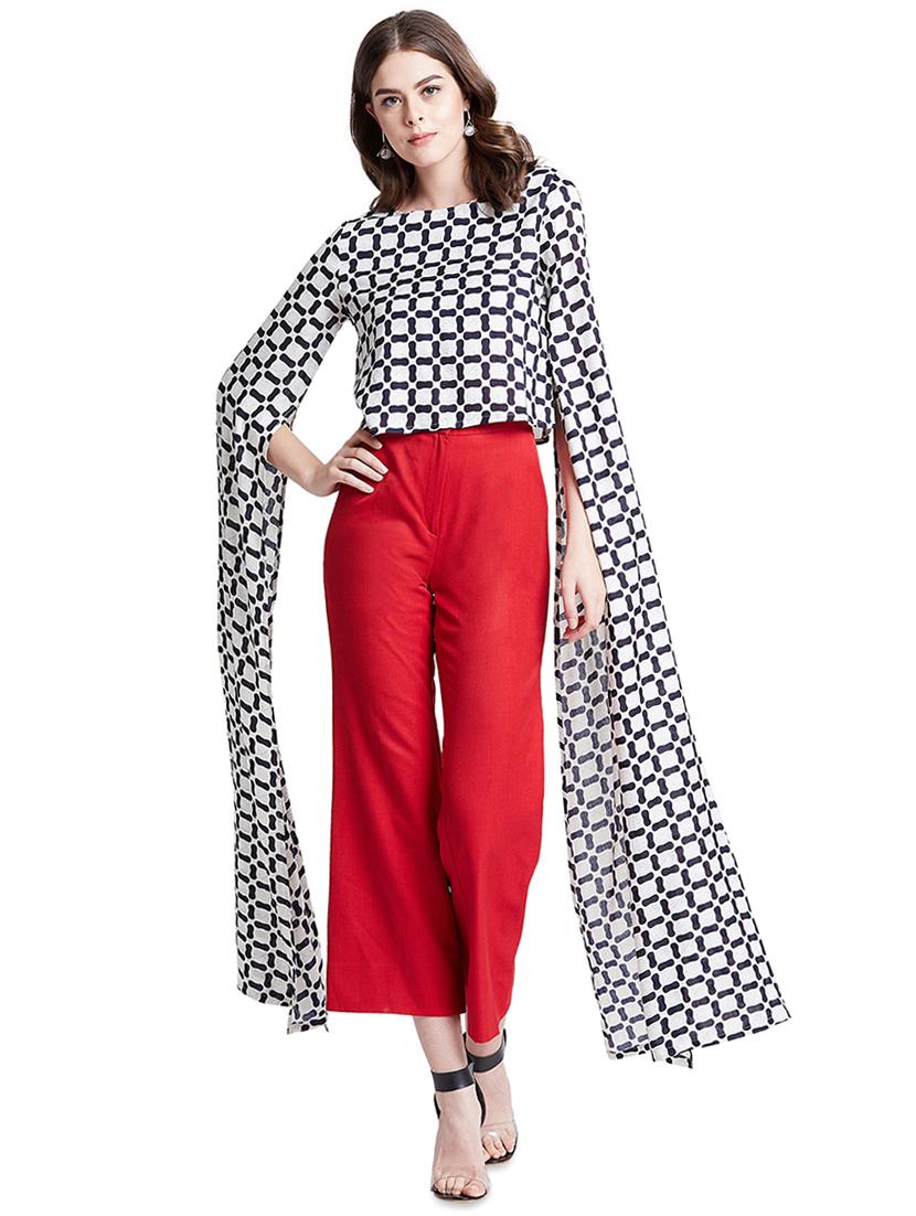exaggerated sleeved boat neck top - 16538111 - Zoom Image - 1