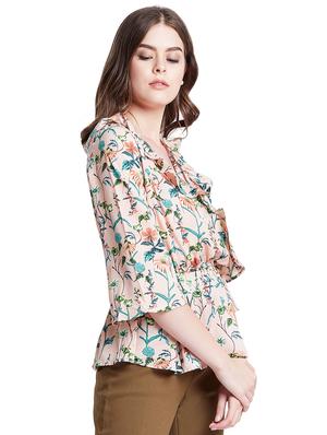 over lap neck ruffle detail top - 16538113 - Standard Image - 2