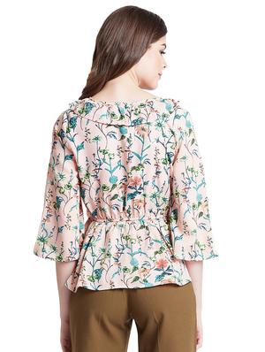 over lap neck ruffle detail top - 16538113 - Standard Image - 3