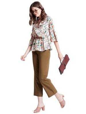 over lap neck ruffle detail top - 16538113 - Standard Image - 4
