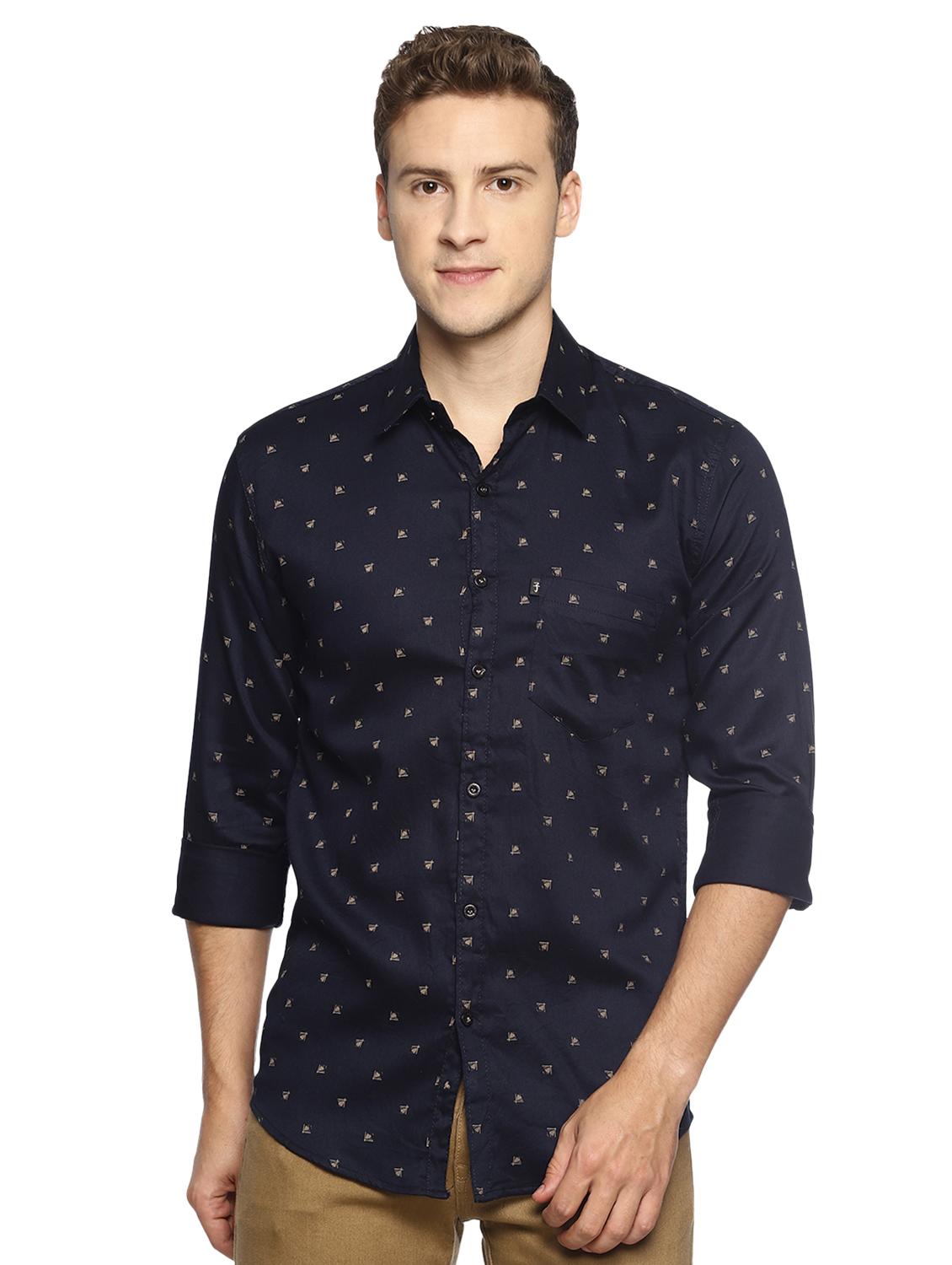 navy blue printed casual shirt - 16538259 - Zoom Image - 1