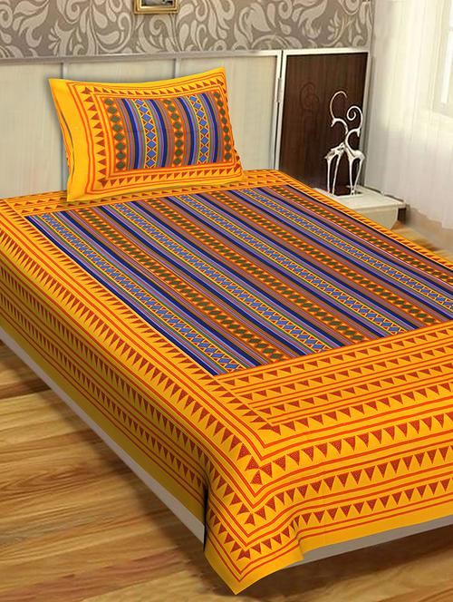 cotton single bed bedsheets with 1 pillow cover - 16539622 - Very Small Image - 1