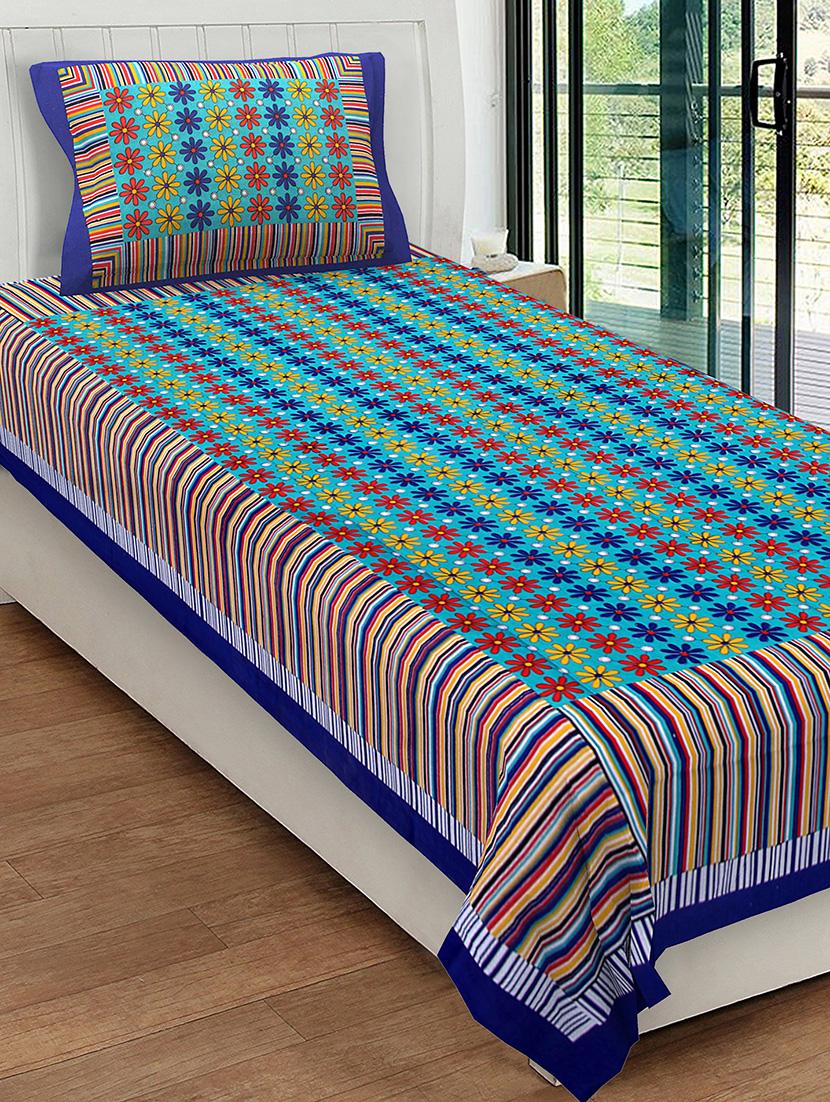 cotton single bed bedsheets with 1 pillow cover - 16539638 - Zoom Image - 1