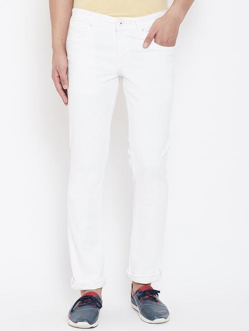 white plain denim jeans - 16539687 - Standard Image - 1