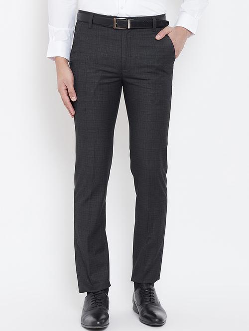 black checkered flat front formal trouser - 16539713 - Standard Image - 1
