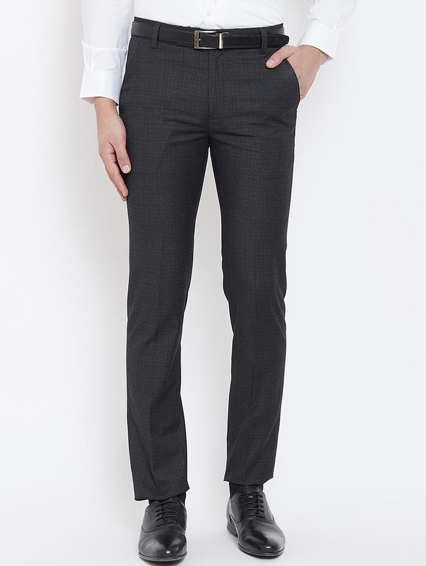 black checkered flat front formal trouser - 16539713 - Zoom Image - 1