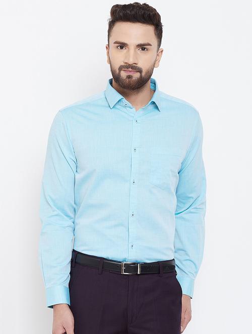 blue solid formal shirt - 16539728 - Standard Image - 1
