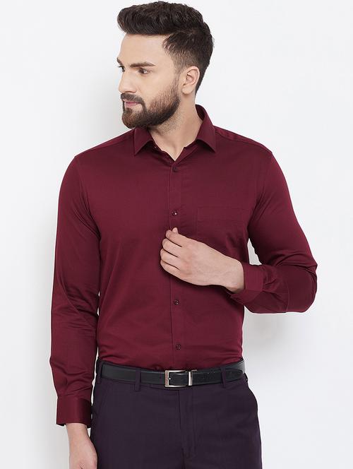 red solid formal shirt - 16539739 - Standard Image - 1