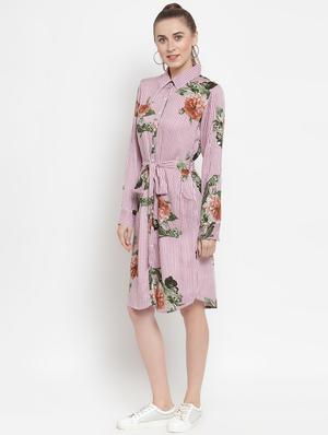 tie front striped shirt dress - 16539866 - Standard Image - 2