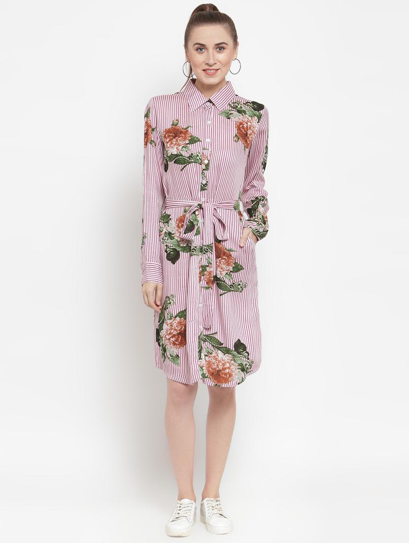 tie front striped shirt dress - 16539866 - Zoom Image - 1