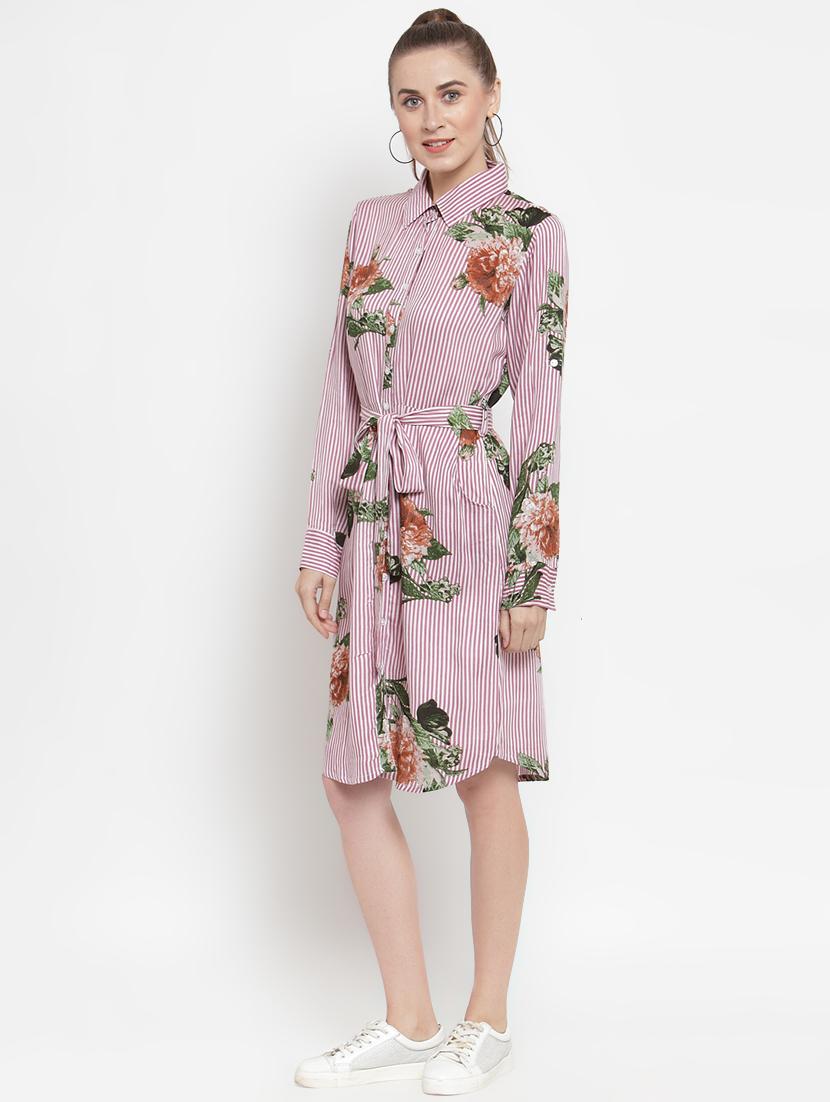 tie front striped shirt dress - 16539866 - Zoom Image - 2