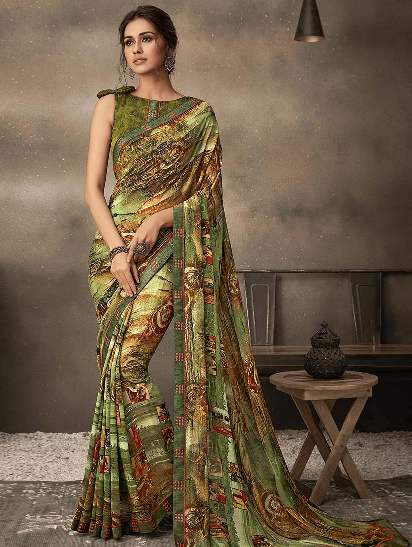 floral printed saree with blouse - 16540580 - Zoom Image - 1