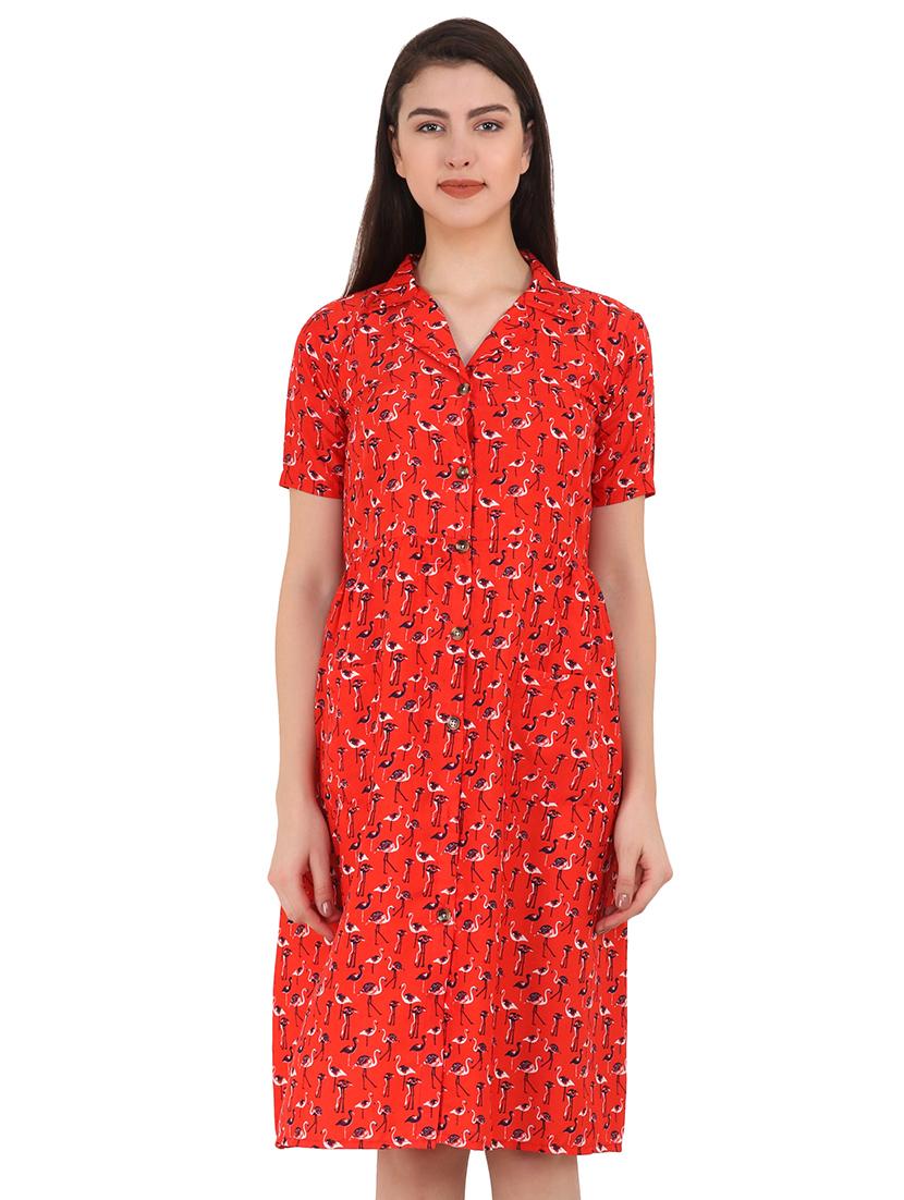 button up flamingo shirt dress - 16541691 - Zoom Image - 1