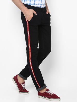 black solid side tape jeans - 16541798 - Standard Image - 2