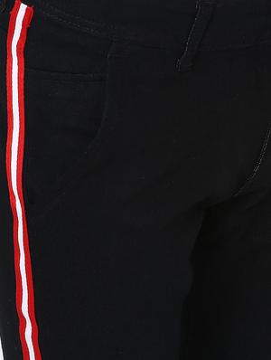 black solid side tape jeans - 16541798 - Standard Image - 5