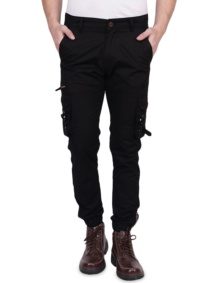 black solid cargo trouser - 16542028 - Zoom Image - 1