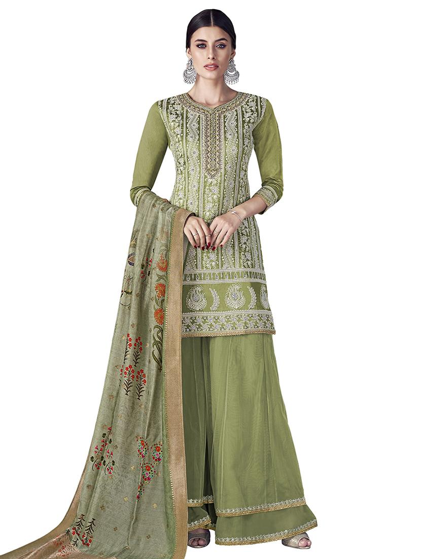 embroidered semi-stitched suit - 16542394 - Zoom Image - 1