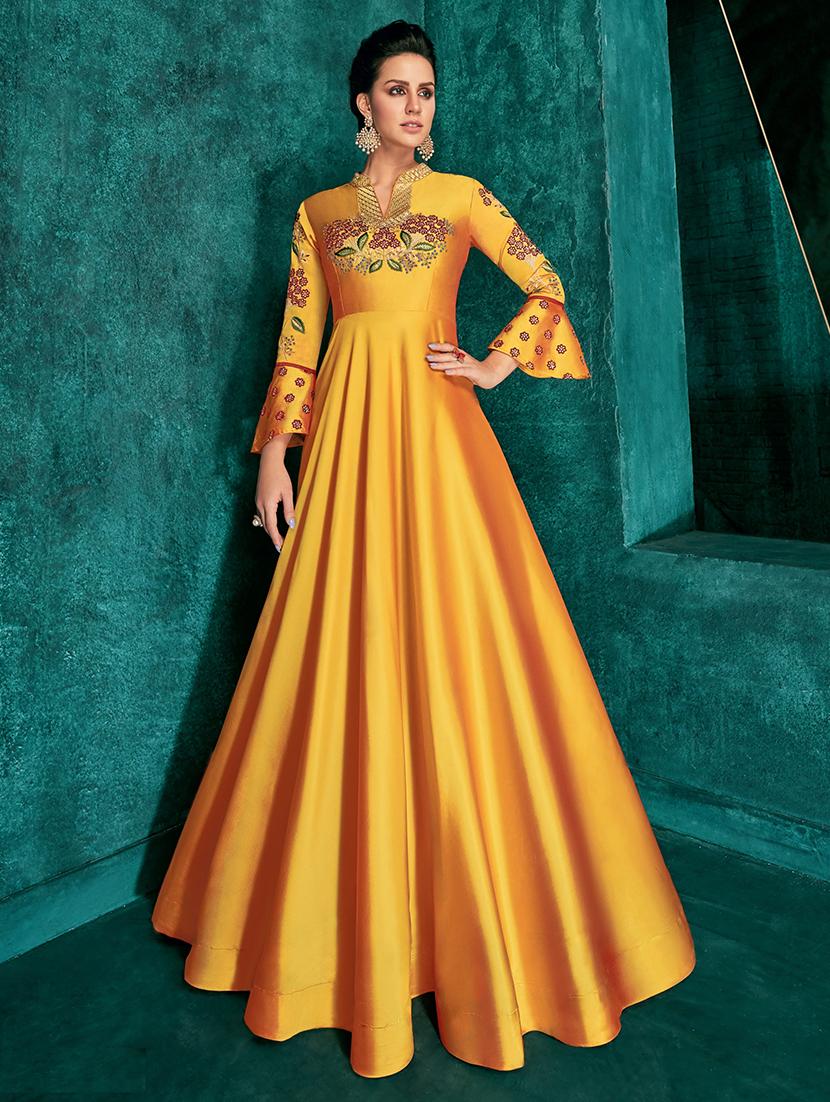 embroidered semi-stitched suit - 16542414 - Zoom Image - 1