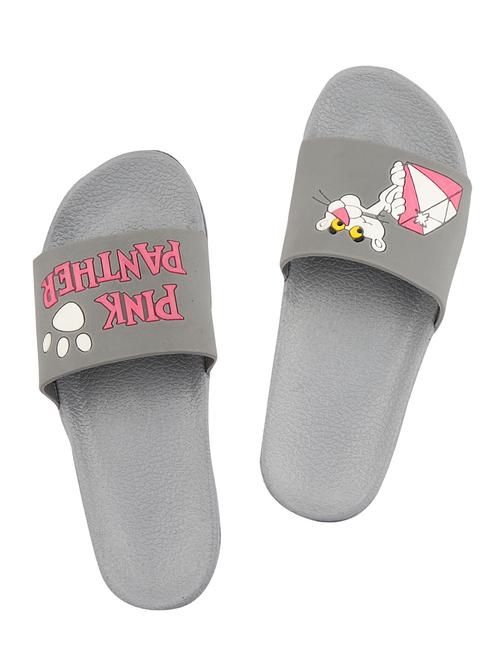 do bhai grey rubber pink panther flip flops - 16542473 - Standard Image - 1