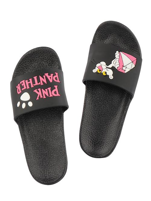do bhai black rubber pink panther flip flops - 16542475 - Standard Image - 1
