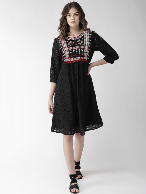 embroidered detail schiffli a-line dress - 16542516 - Standard Image - 1