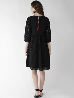 embroidered detail schiffli a-line dress - 16542516 - Standard Image - 3