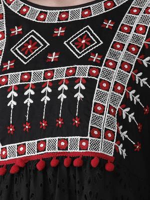 embroidered detail schiffli a-line dress - 16542516 - Standard Image - 5
