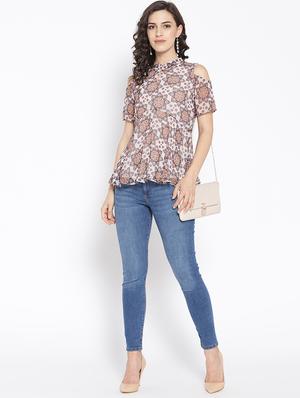 mock neck cold shoulder top - 16542524 - Standard Image - 4